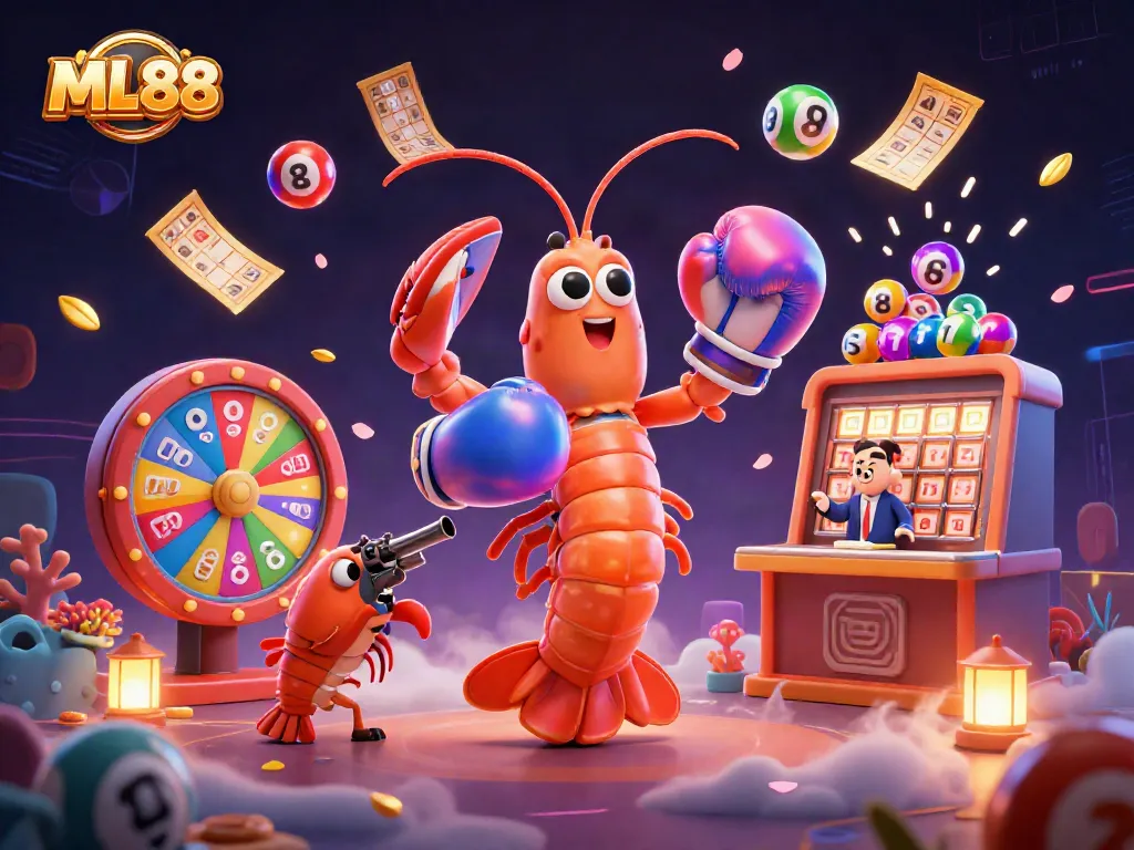 ML88 showcases a vibrant underwater casino scene with a mantis shrimp champion and engaging gaming elements.