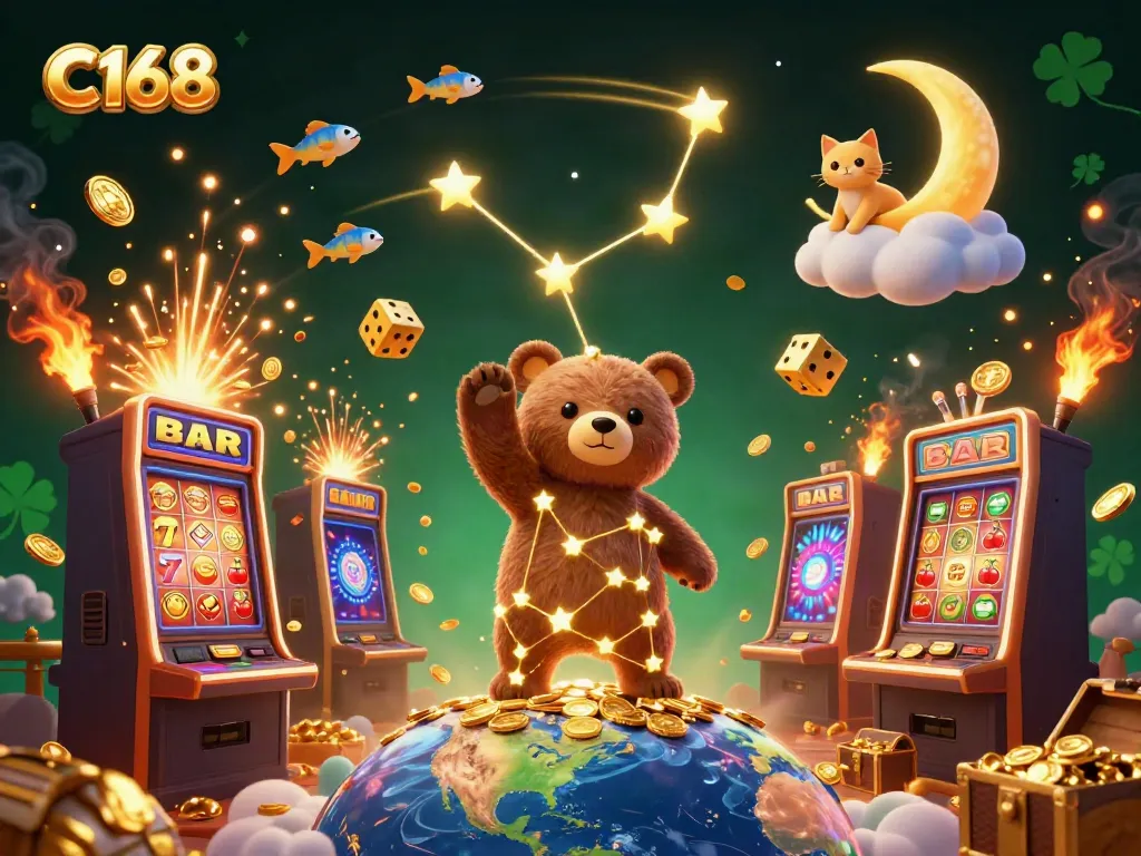 Experience winning moments at C168 with dynamic 3D casino elements and vibrant characters.