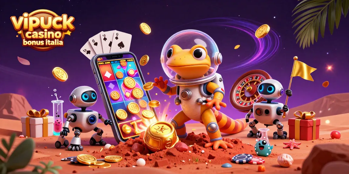Scopri il vipluck casino bonus italia con un gecko spaziale in un casinò d'oro tra i pore degli alieni.