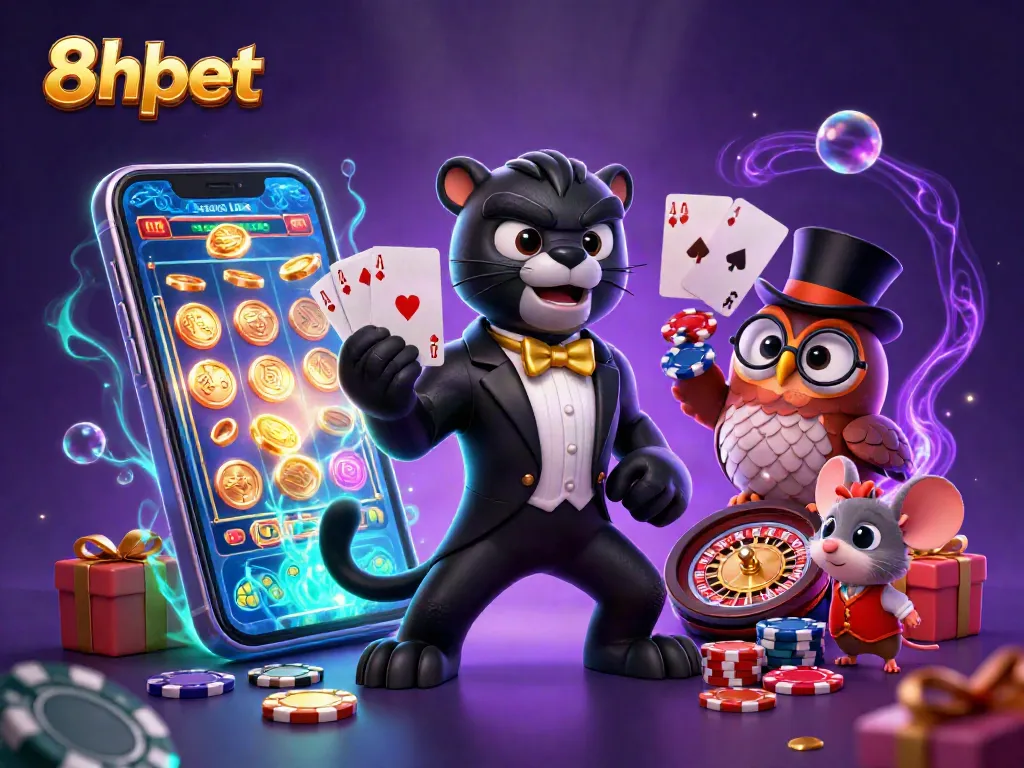 Experience thrilling action at 8xbet with our vibrant casino illustration showcasing games and excitement