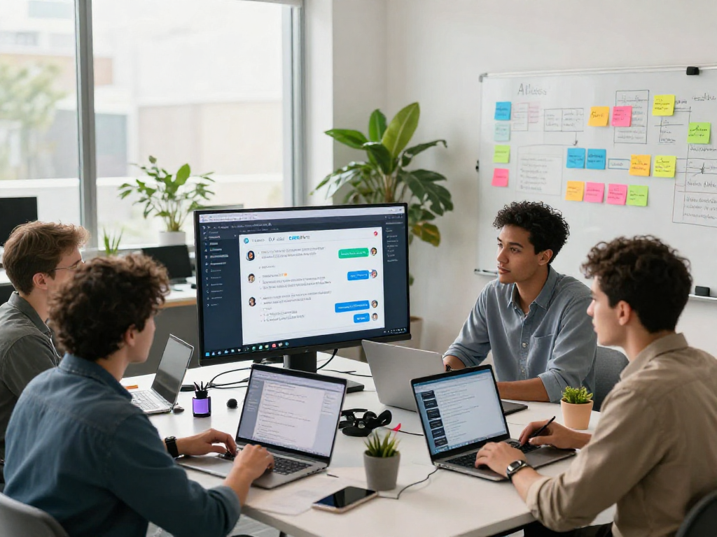 Engaging AI dirty chat discussions in a vibrant digital workspace with diverse professionals collaborating.