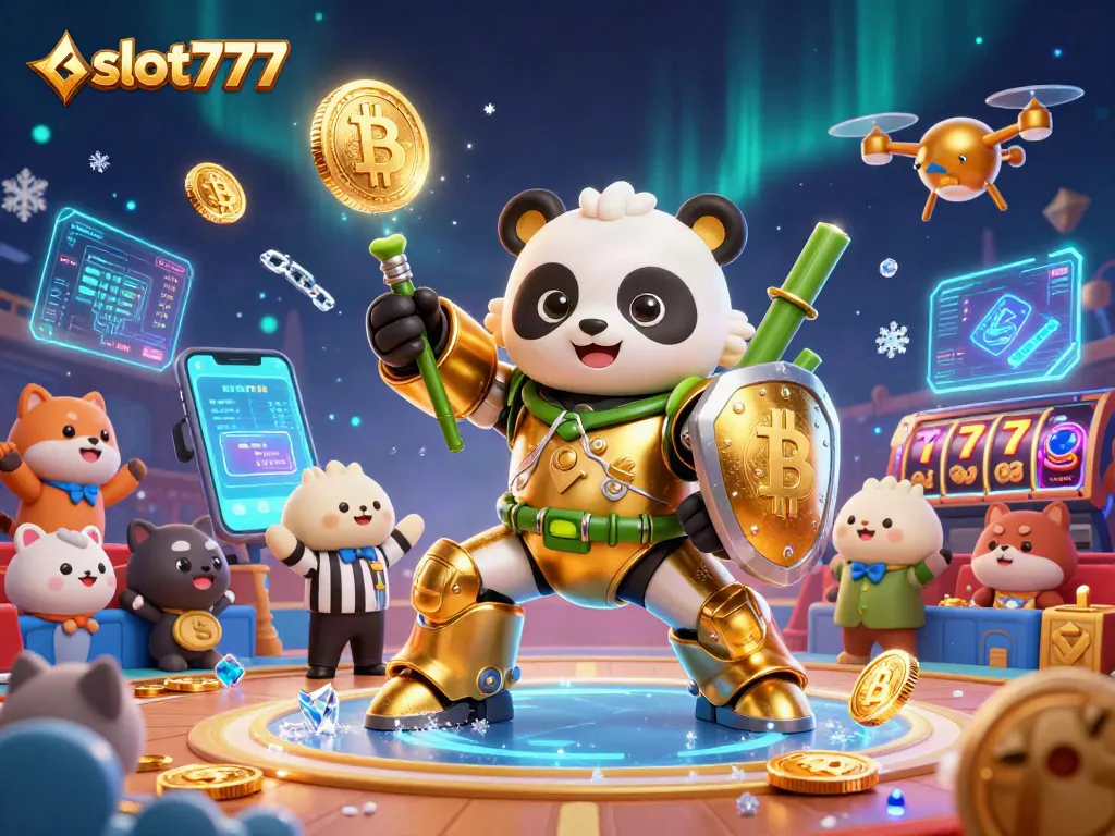 Play vibrant slot777 games featuring 3D robotic characters in an exciting casino atmosphere.